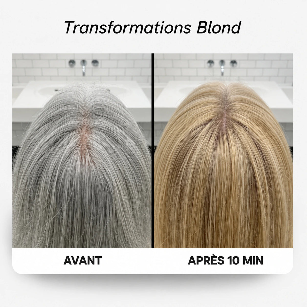 Avant après couverture des cheveux blancs #Couleur_Blond