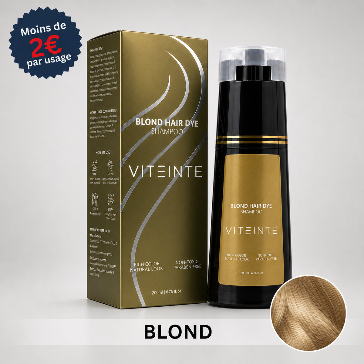 Shampoing colorant cheveux blond Viteinte #Couleur_Blond